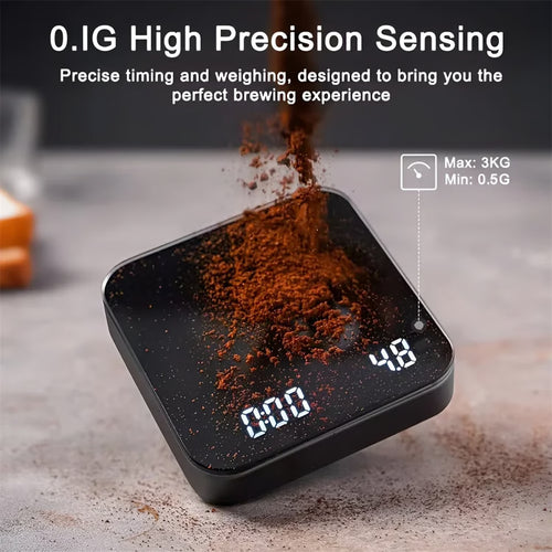 Digital Coffee Scale with Timer LED Display Silicone Pad USB Charging Electronic Coffee Scale Home Cafe Gift