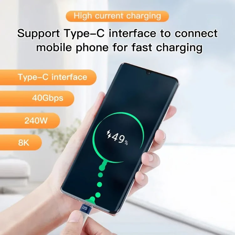 Fast Charging USB C Cable, Short Type C Cord, 8K 40Gbps Data Transfer, Flat Slim FPC, Data Charge Extension Cable