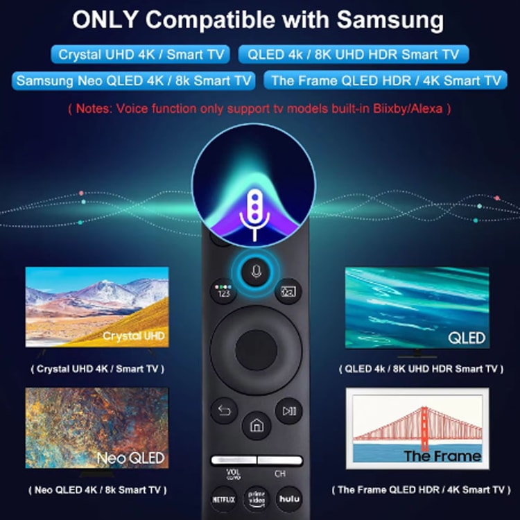Smart Voice Remote for Samsung TV Universal BN59 Replacement for QLED LED LCD Smart TVs