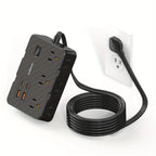Surge Protector Power Strip with 6 Widely Spaced Outlets & 4 USB Ports Thin Flat Plug Extension Cord for Home, Office