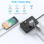 Surge Protector Power Strip with 6 Widely Spaced Outlets & 4 USB Ports Thin Flat Plug Extension Cord for Home, Office