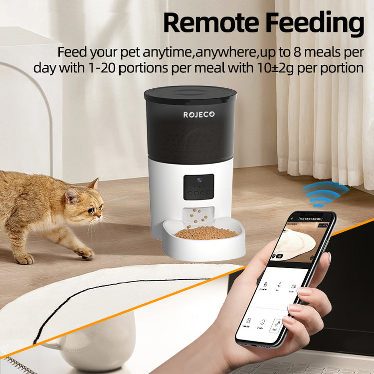 Smart Automatic Cat Feeder with Camera WiFi Pet Food Dispenser with App Control and Voice Recorder
