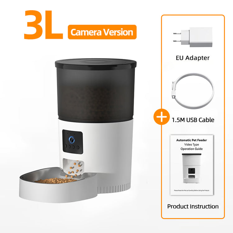 Smart Automatic Cat Feeder with Camera WiFi Pet Food Dispenser with App Control and Voice Recorder