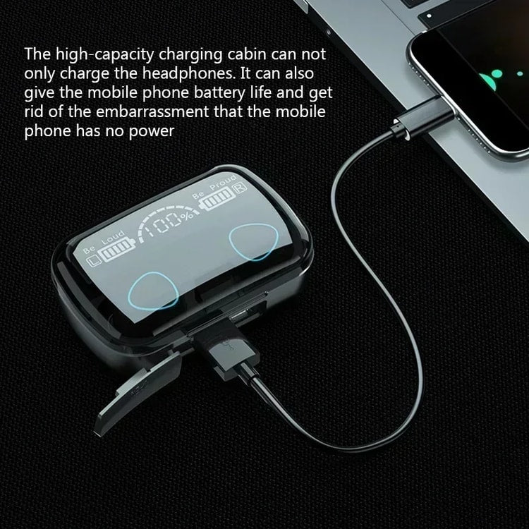 Smart LED Display Wireless Earbuds with HiFi Stereo Sound and Bluetooth Connectivity